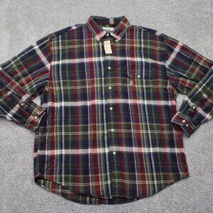 Eddie Bauer Flannel Shirt NWT Mens Large Red/Green Holiday Plaid Cotton L/S